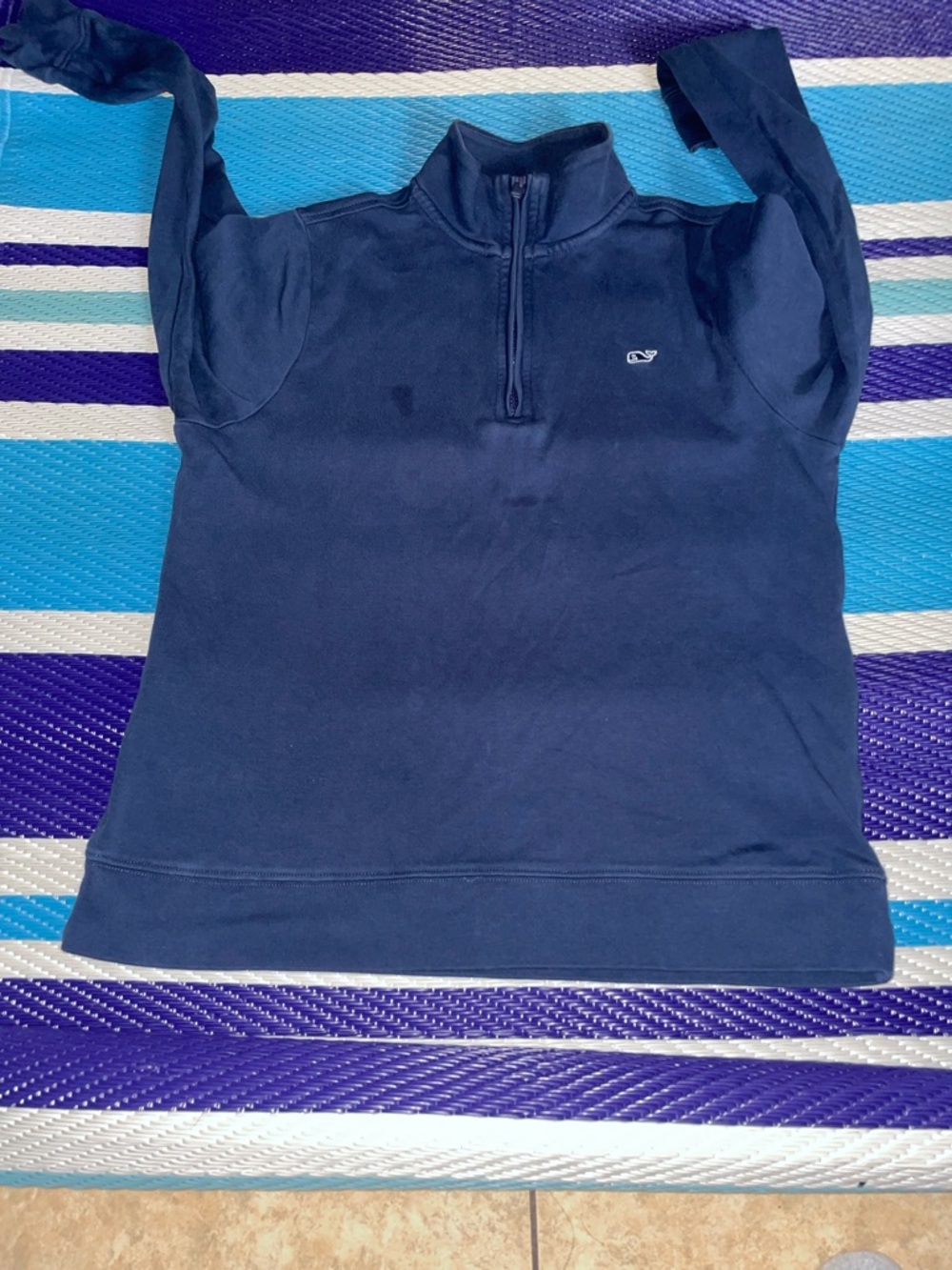 Vineyard Vines Navy Half-Zip Pullover with Whale Logo